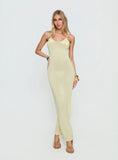 Cinderella Knit Floral Detail Maxi Dress Lemon Yellow