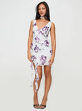 Varney Frill Mini Dress White Purple Floral