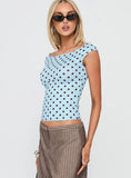 Cheirosa Off Shoulder Top Blue Brown