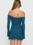 Vancesca Off Shoulder Long Sleeve Mini Dress Navy
