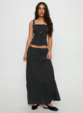 Modern Girl Maxi Skirt Black Polka Dot