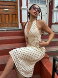 Kimbelle Halter Maxi Dress Cream Polka Dot