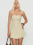 Delamere Mini Dress Yellow Brown Polka Dot