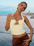 Money Talks Star Detail Top Yellow