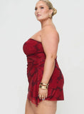 Donelli Mini Dress Burgundy Red Floral Curve
