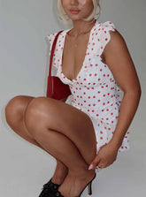I Guess So Mini Dress White Burgundy Tall