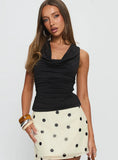 Miraculous Cowl Neck Twist Back Top Black