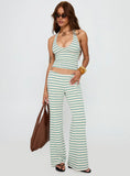 Anora Halter Wide Leg Set Blue White Stripe