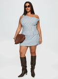Gulliver Tie Side Mini Skort Blue Maroon Stripe Curve
