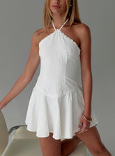Hunnie Halter Mini Dress White