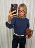 Amandi Zip Through Knit Jumper Navy Cream