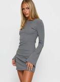 Bryanna Long Sleeve Mini Dress Blue Brown