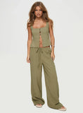 Zenda Linen Blend Top Olive