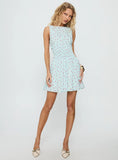 Alonah Shirred Mini Dress Blue Floral