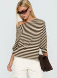 Keyes 3 4 Sleeve Off Shoulder Top Multi Stripe