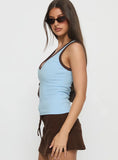 Baseline V Neck Rib Tank Top Blue Brown