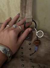 Mayberry Stone Detail Keychain Silver