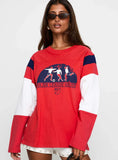 MLS 96 Retro Oversized Long Sleeve Top Red