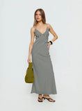 Lesondo V Neck Maxi Dress Black White Stripe