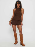 Stara Halter Linen Top Chocolate