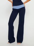 Kobee Jersey Flare Pants Navy Light Blue