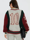 Brandyce Graphic Knit Jacket Grey Red