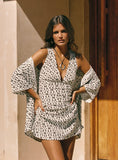 Portillo Linen Blend Mini Dress Black White