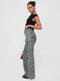 Chad High Rise Flared Cargo Jeans Washed Grey