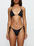 Nevaeh Beaded Triangle Bikini Top Black