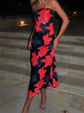Celik Strapless Maxi Dress Black Floral