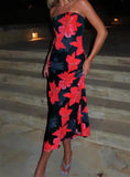 Celik Strapless Maxi Dress Black Floral