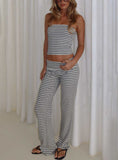 Ace Of Spades Strapless Set Navy Grey Stripe