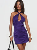 Cleodora Halter Mini Dress Purple