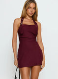 Deona Tailored Mini Dress Berry Pinstripe