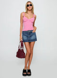 Know Better Lace Trim Top Pink