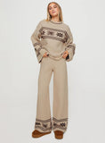 Anok Graphic Sweater Cream Brown