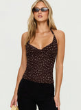 Geovana Plunge Neck Top Brown Beige Bambi