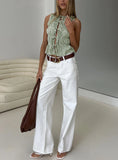 Serenitia Mid Rise Straight Leg Relaxed Jeans White Wash