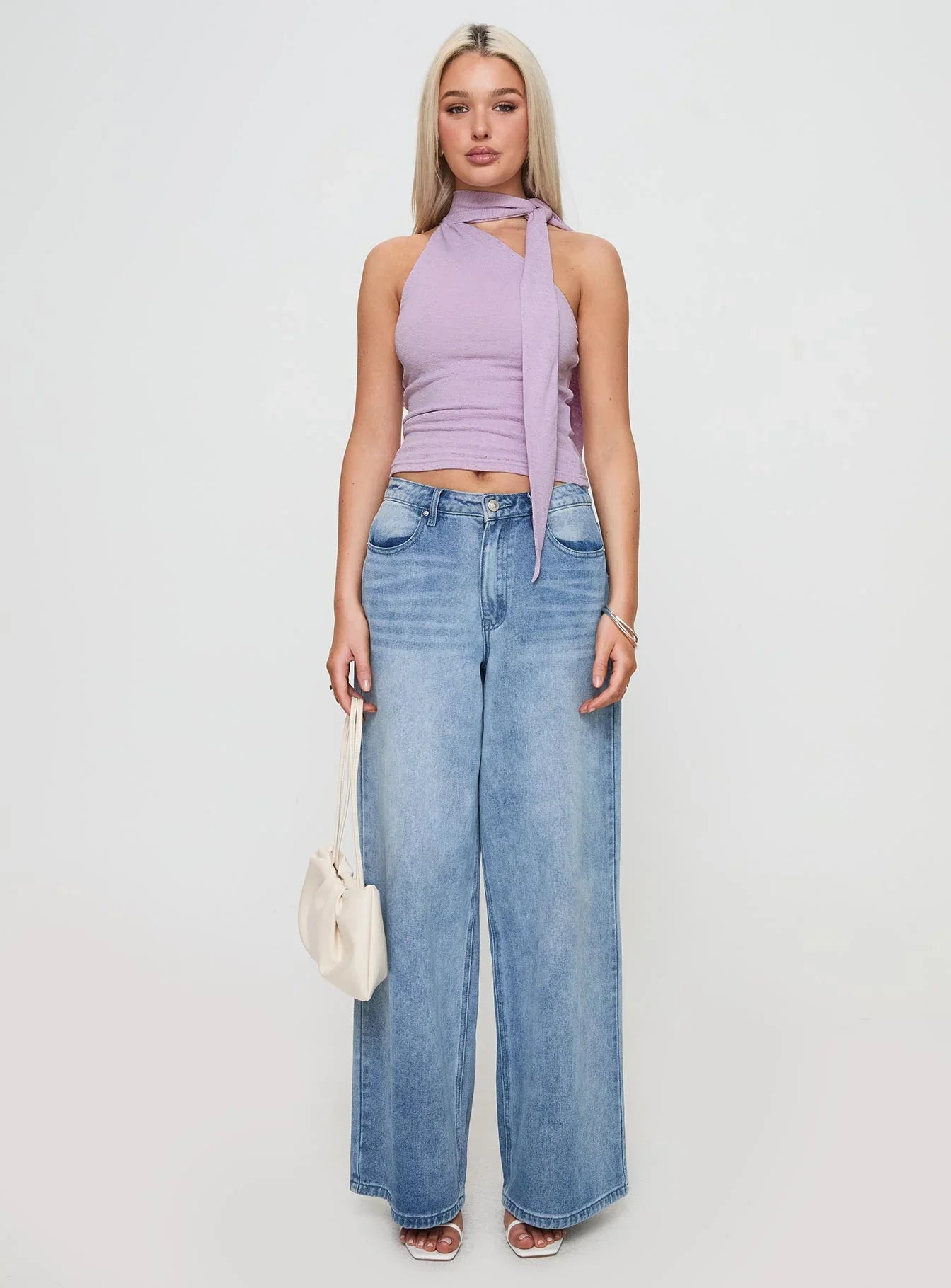 Anderstone Neck Tie Top Purple