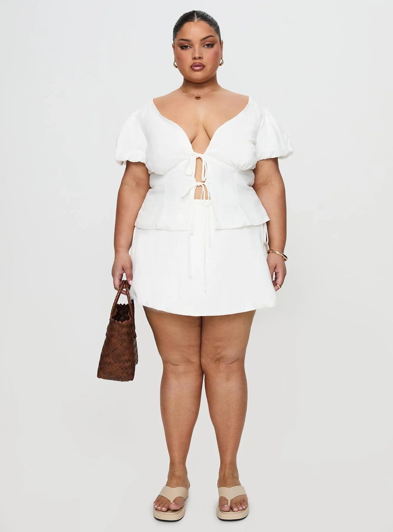 Gulliver Tie Side Mini Skort White Curve