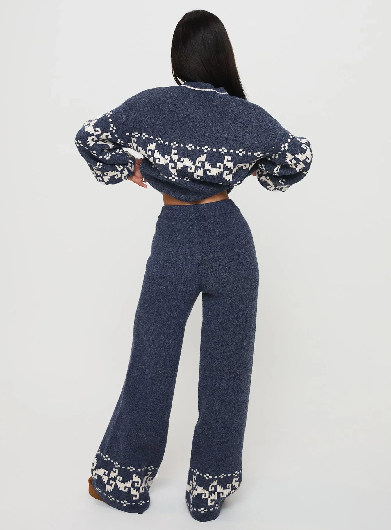 Alpine Knit Pants Navy Cream