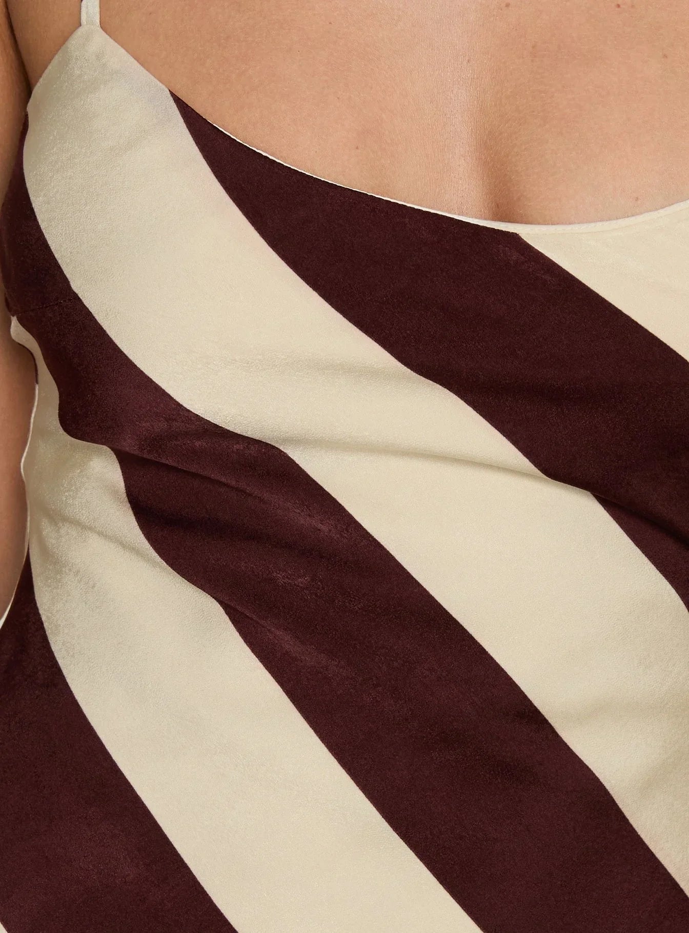 Rhodie Scoop Maxi Dress Brown Cream Stripe