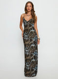 Saphrona V neck Maxi Dress Leopard