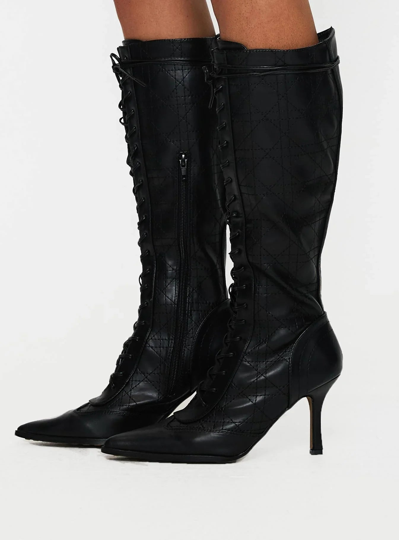 Creator Knee High Lace Up Boots Black