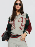 Brandyce Graphic Knit Jacket Grey Red