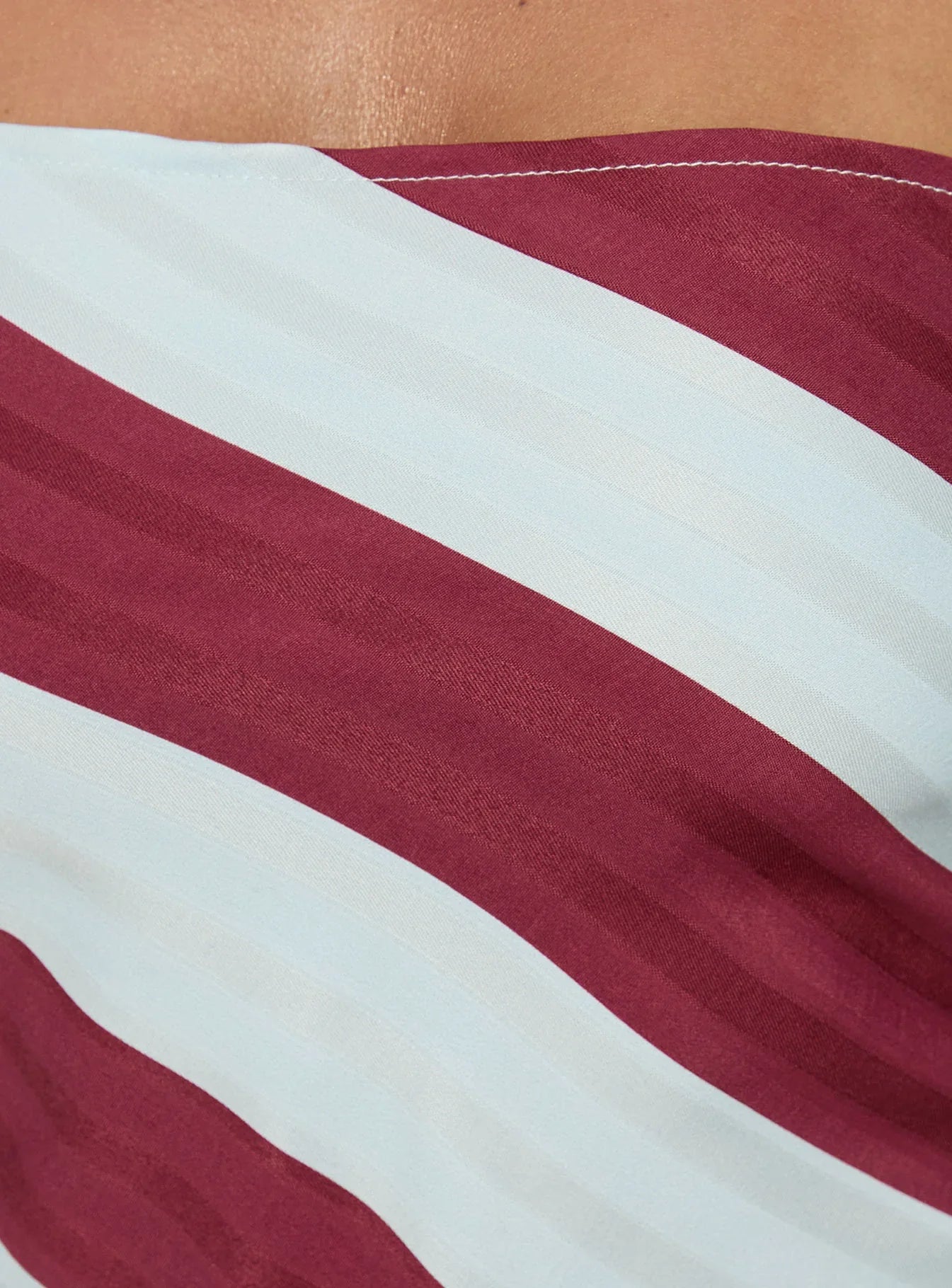 Lailana Tie Back Strapless Scarf Top Burgundy Blue Stripe