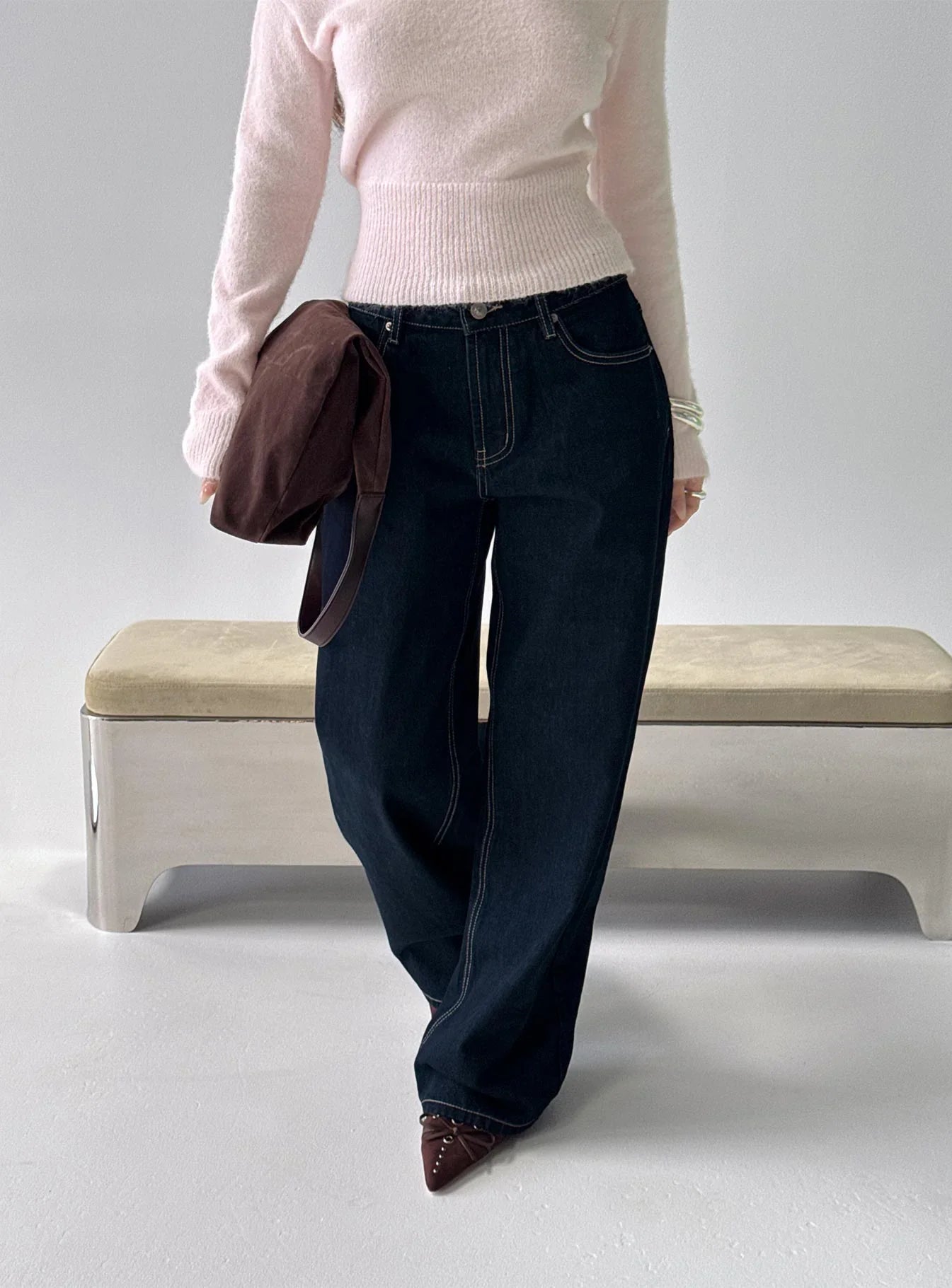 Serenitia Mid Rise Relaxed Jeans Dark Raw Wash