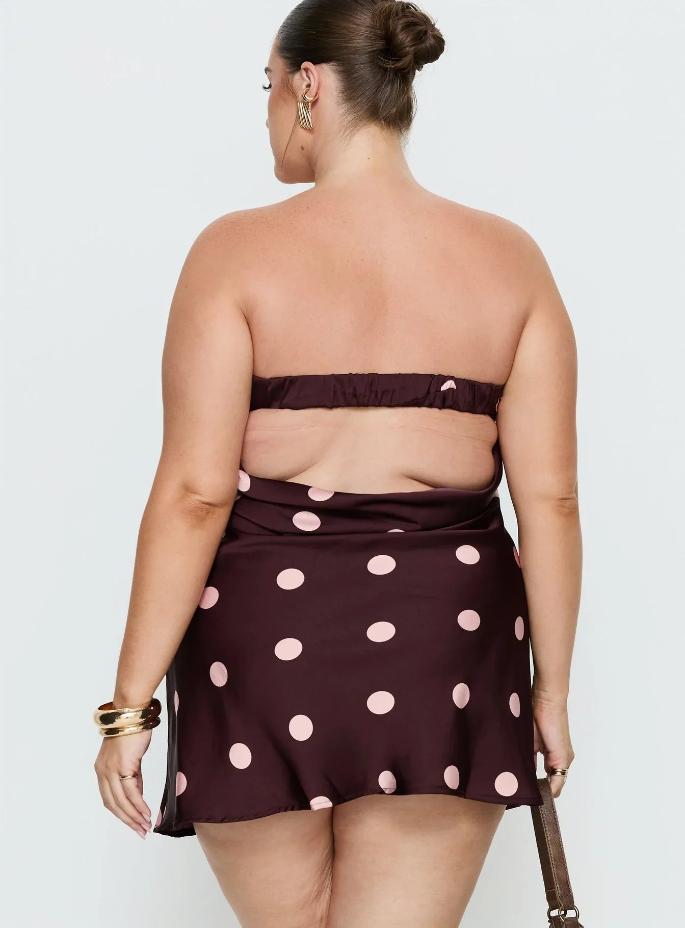 Phillipa Mini Dress Plum Pink Polka Dot Curve