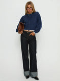 Amandi Zip Through Knit Jumper Navy Cream