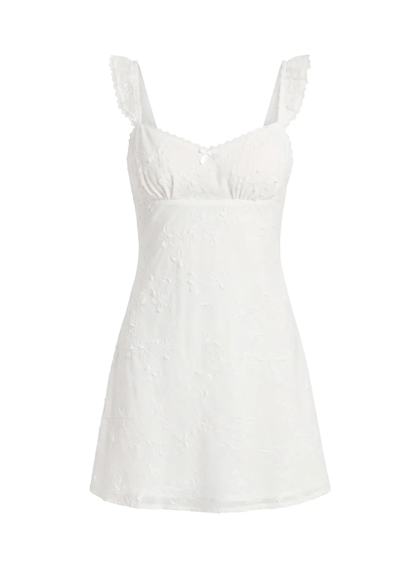 Beacall Embroidered Mini Dress White